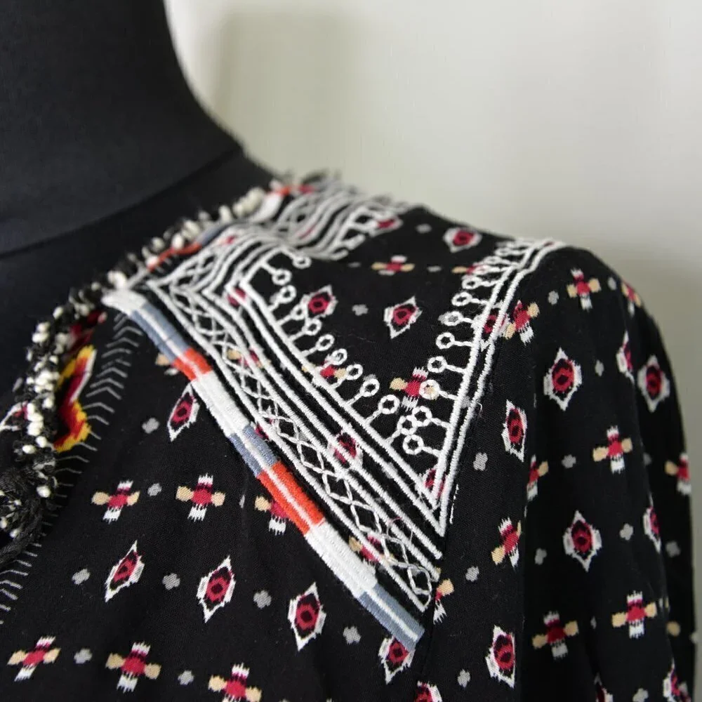 Anthropologie Maeve Embroidered Black Boho Blouse Sz S - Picture 5 of 6